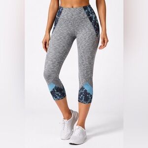 Zella Gray Blue Cropped Leggings S High Rise Workout Yoga Activewear Sculpt